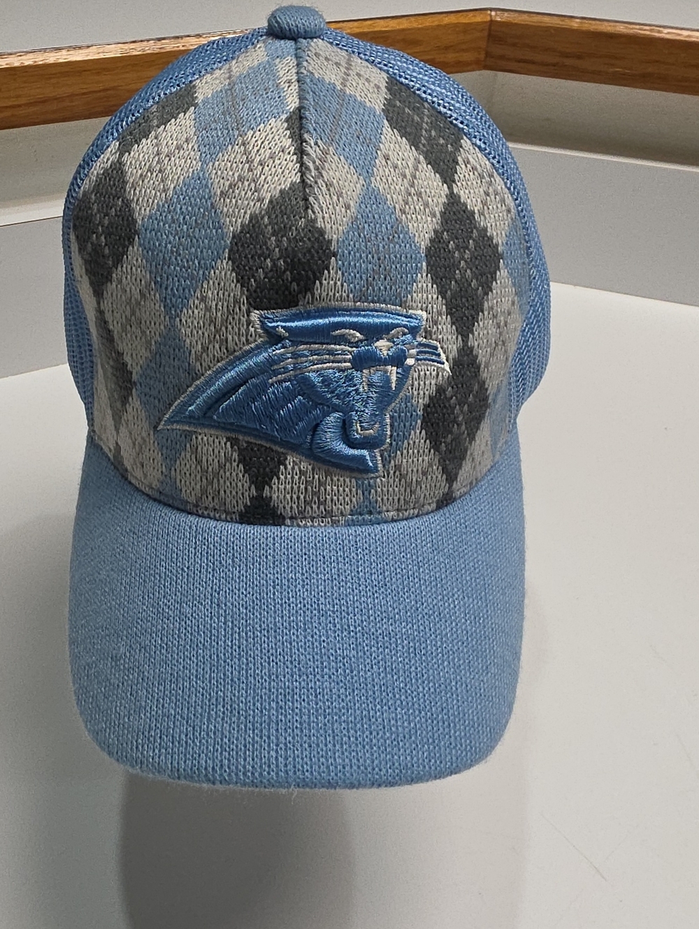 Vintage Reebok NFL Jacksonville Jaguars Argyle Knit Trucker Hat Snapback Blue